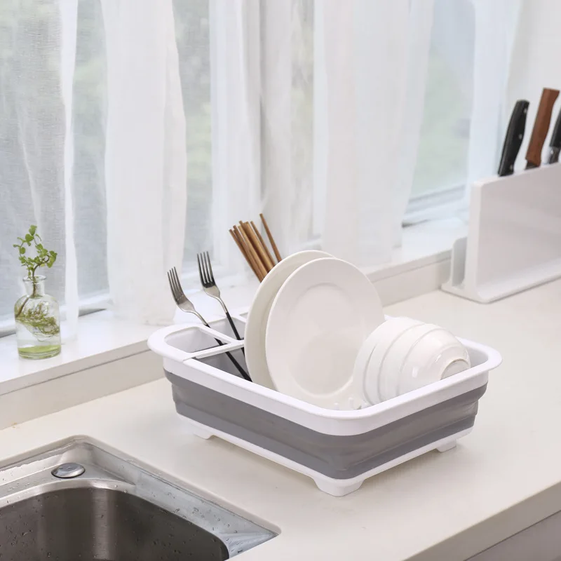 

Foldable Kitchen Dish Rack Draining Basket Fruit Washing Basket Tableware Plate Storage Holder Bowl Tableware Plate Shelf Rack