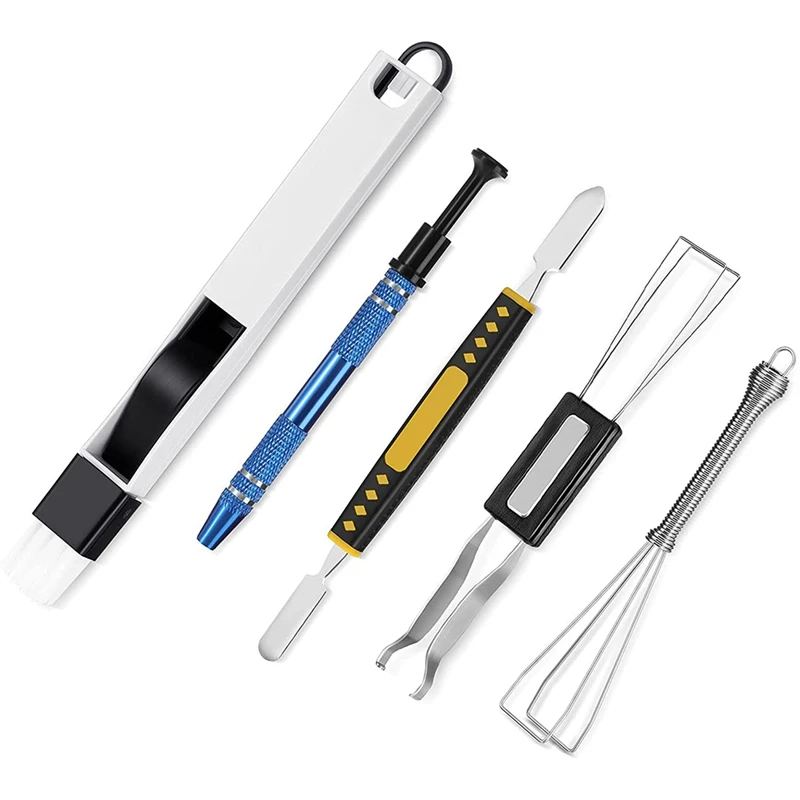 

5 Keyboard Cleaning Kits Keycap Switch Removal Tools,Brush,Flat-Head Pry Bar,Lever Bracket For Mechanical Keyboard