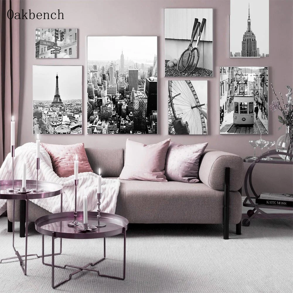 

Fashion Canvas Poster Black And White Paintings Ferris Wheel Posters and Prints Nordic Wall Art Pictures Living Room Decoration