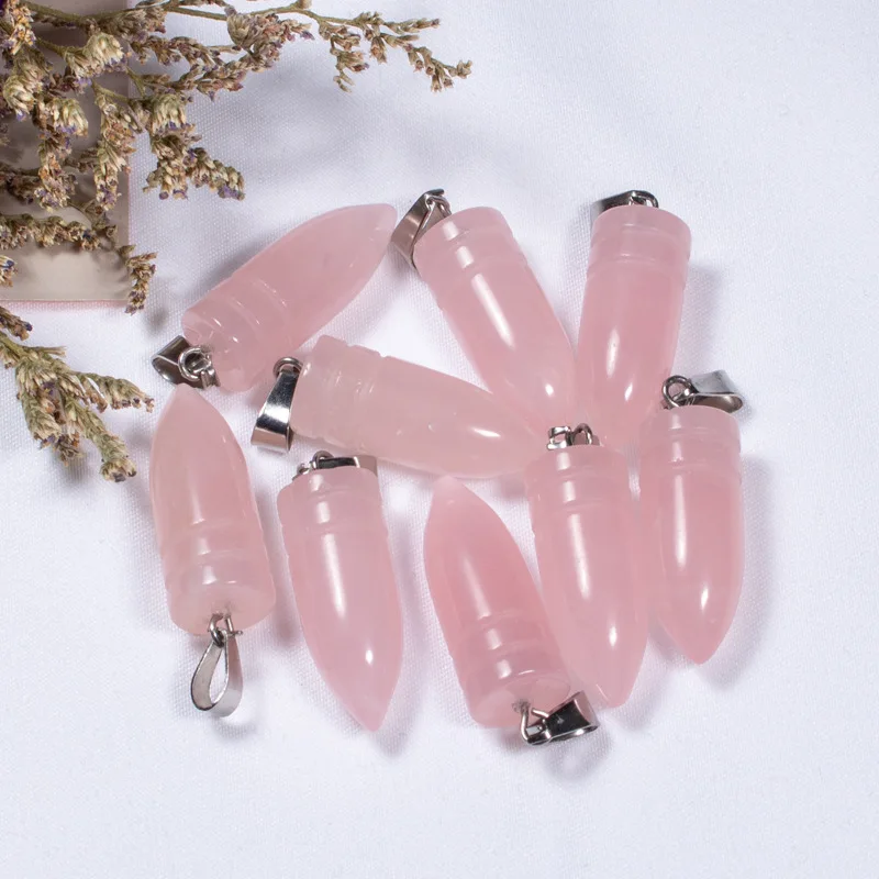 

Natural Stone Bullet Shape Rose Quartz Aventurine Opal Charms Pendants For Diy Earrings Necklace Jewelry Making