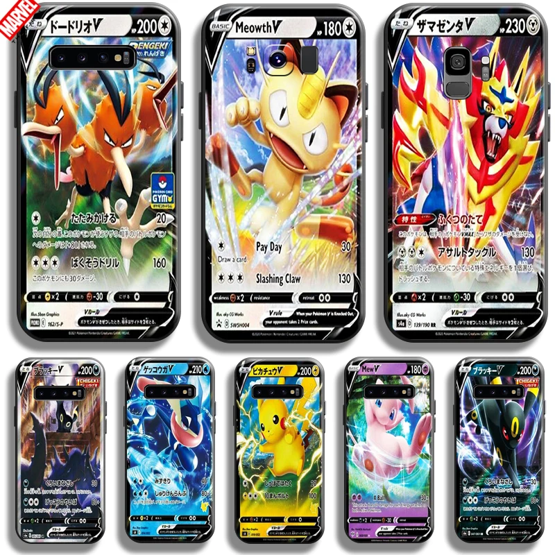 

Anime Pokemon Cards Pikachu Phone Case For Samsung Galaxy S10 5G S10 S9 S8 Plus S10E S10 Lite Back Silicone Cover Black Soft