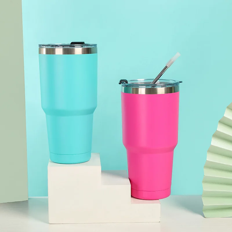 30oz Yetys Tumblers Yetys Travel Mugs Beer Cup With Straw Lids Stainless Steel Vacuum Insulat Thermal Water Bottle Car Coffee