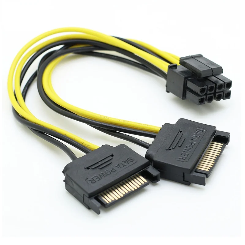 

SATA 15pin To 8pin Graphic Card Power Adapter Cable 20cm PCIE SATA Power Supply Cable 8P To SATA For Bitcoin Miner Mining