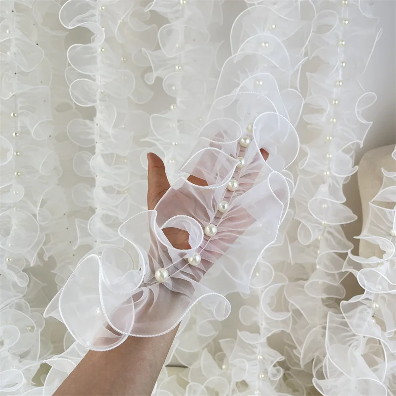 11 см белая уплотненная органза плиссированный женский костюм с оборками