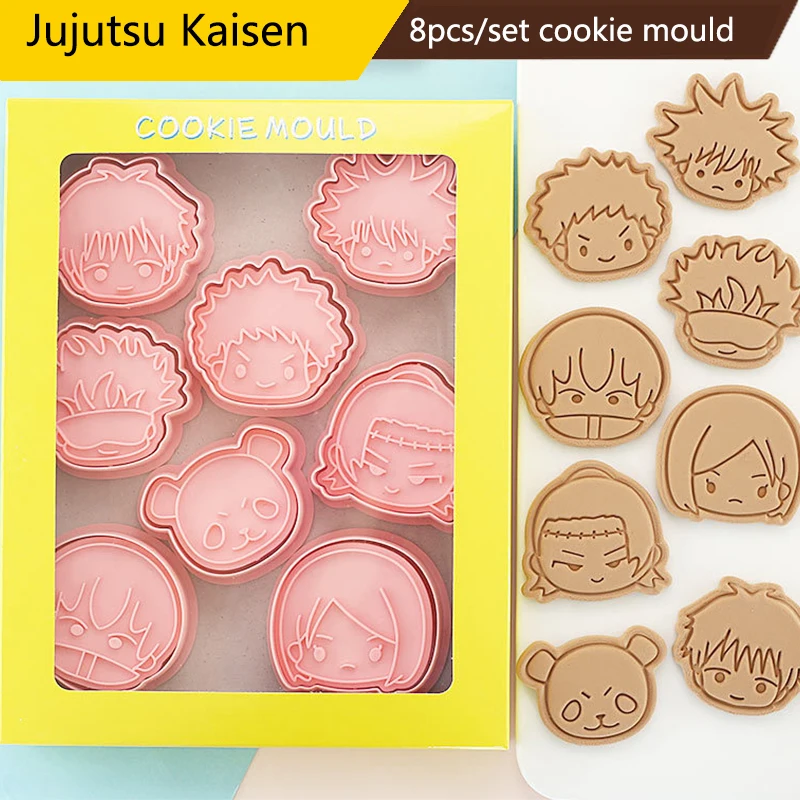 

8pcs/set Jujutsu Kaisen Cookie Mold Cartoon 3D Plastic Pressing Baking Tools Baking Accessories Kitchen Tool Christmas Gifts