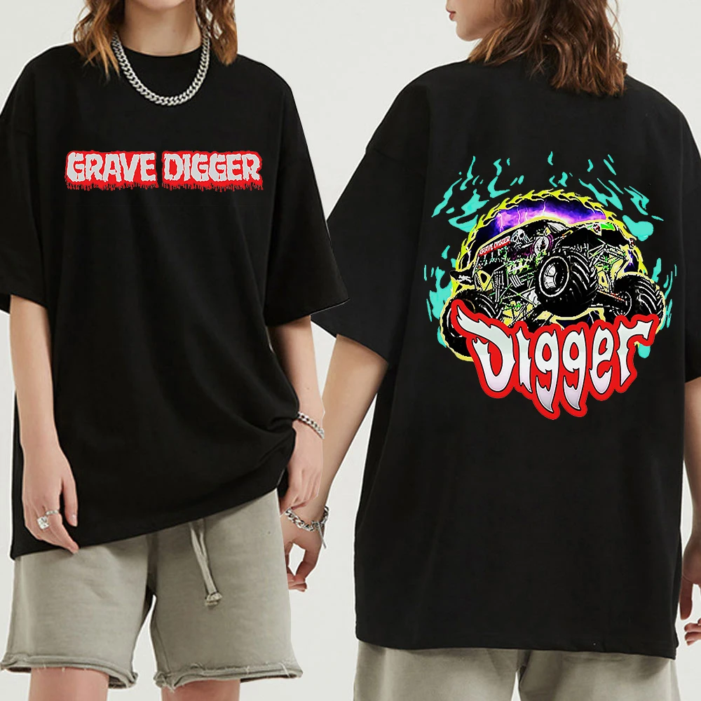 

Grave Digger Tshirts 100% Cotton Printed Tees Graphic T Shirts High Street for Men Shirt Summer Oversized Casual Short Sleeve