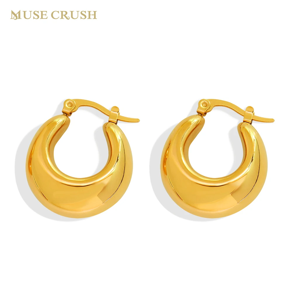 

Muse Crush Statement U Shape Hoop Earrings Stainless Steel Gold Plated Chunky Earrings for Women Party Jewelry Gift Wholesale