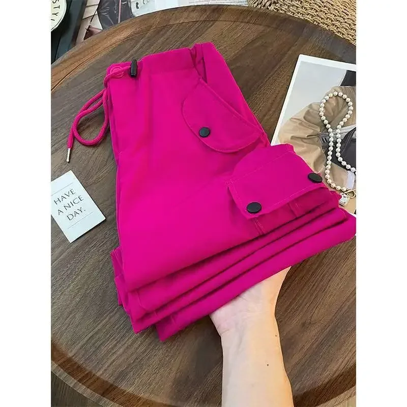 Брюки-карго высокого качества женские осенние свободные прямые брюки цвета