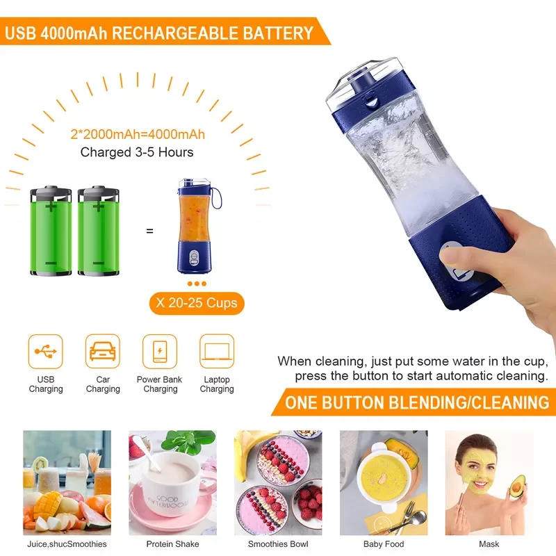 

NEW2023 Z30 Mini Blender Portable Smoothie Maker usb Orange Juicer Machine cup for personal Fruit Mixer Juice Extractor