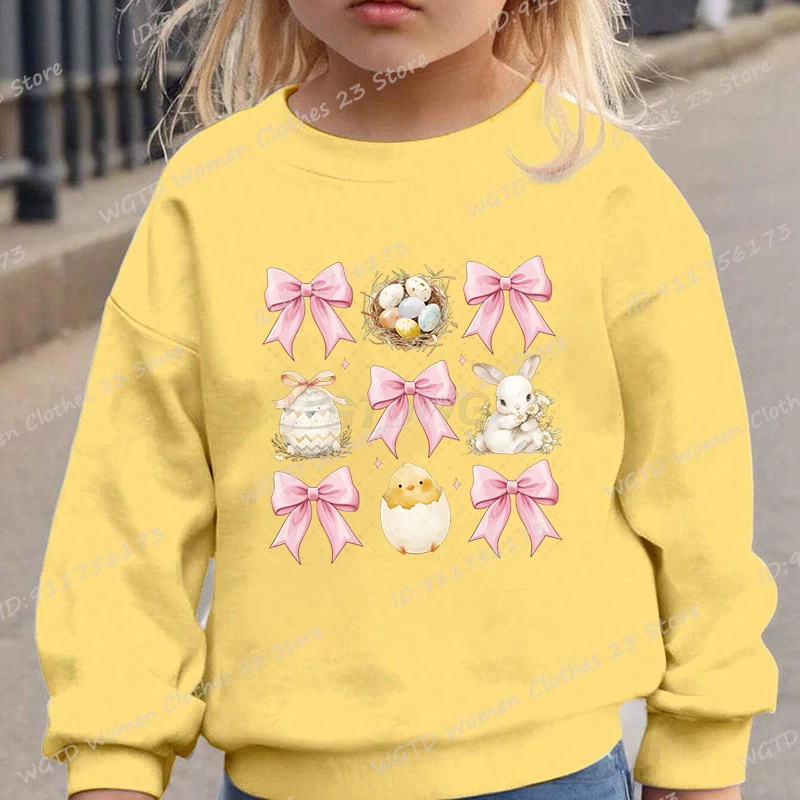 Пасхальный день бант кролик цыпленок пуловеры с круглым вырезом и принтом