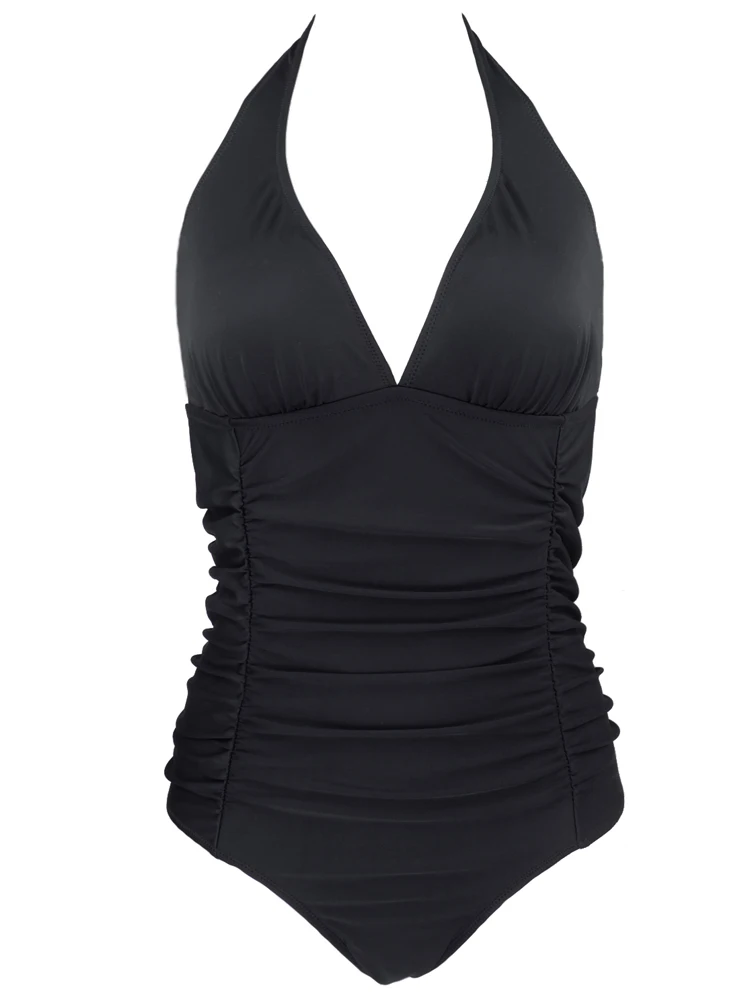 Женский слитный купальник с V-образным вырезом и открытой спиной