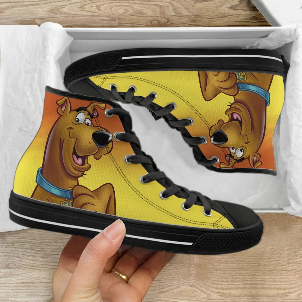 

Cute Cartoon Dog Print Canvas High Top Flat Shoes for Women Men Fashion Casual Lace Up Sneakers for Male Comfort zapatos hombre