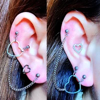 heart stainless steel earrings industrial piercing conch tragus lobe helix pierc ear ring stud barbell cartilage earrings korean