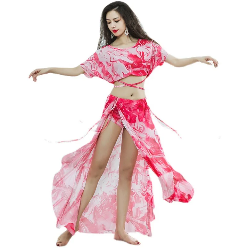 

Belly Dance Skirt Practice Clothes Water Gauze Skirt Suit Dry Oriental Dance Luxury Quick Performance Sexy Disfraces Carnaval