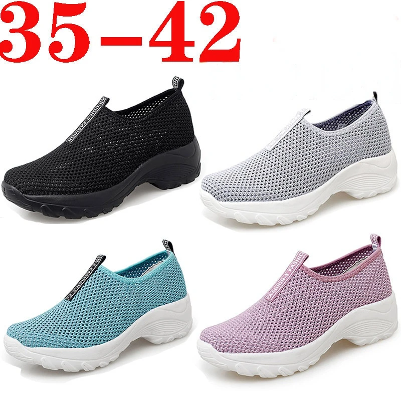 

women shoes slip on sports running shoes summer breathable soft fitness women's sneakers 2022 fashion platform tenis feminino