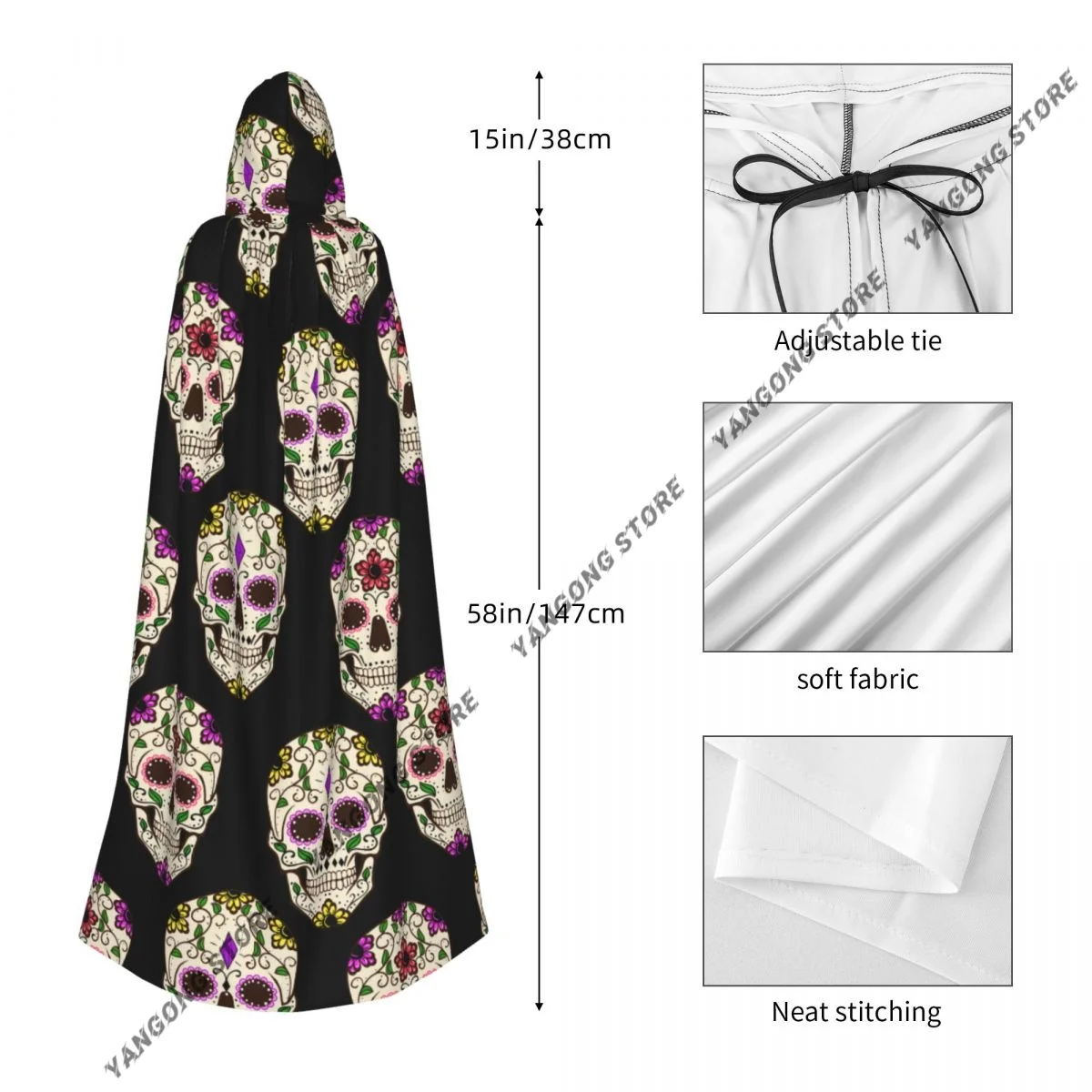 Средневековые костюмы для косплея плащ с капюшоном и черепом накидки длинные