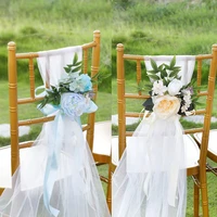 nordic wind forest decorative chair back flower diy simulation flower party wedding chair back decorative chair cover flower