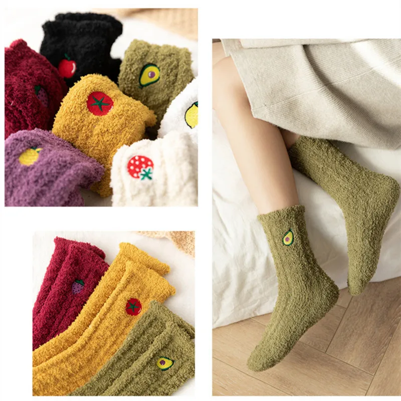 Plush Socks Children Winter Cute Japanese Coral Wool Cotton Socks Monthly Socks Postpartum Sleep Socks Padded Floor Socks