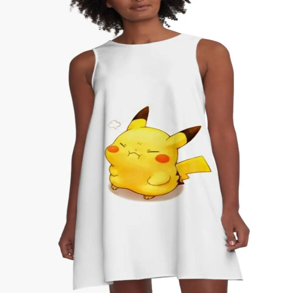 

Мини-платье женское аниме без рукавов, пикантное короткое платье с топом покемона, крутая свободная одежда в стиле Пикачу, Y2k, для летней вечеринки, дня рождения, 2023