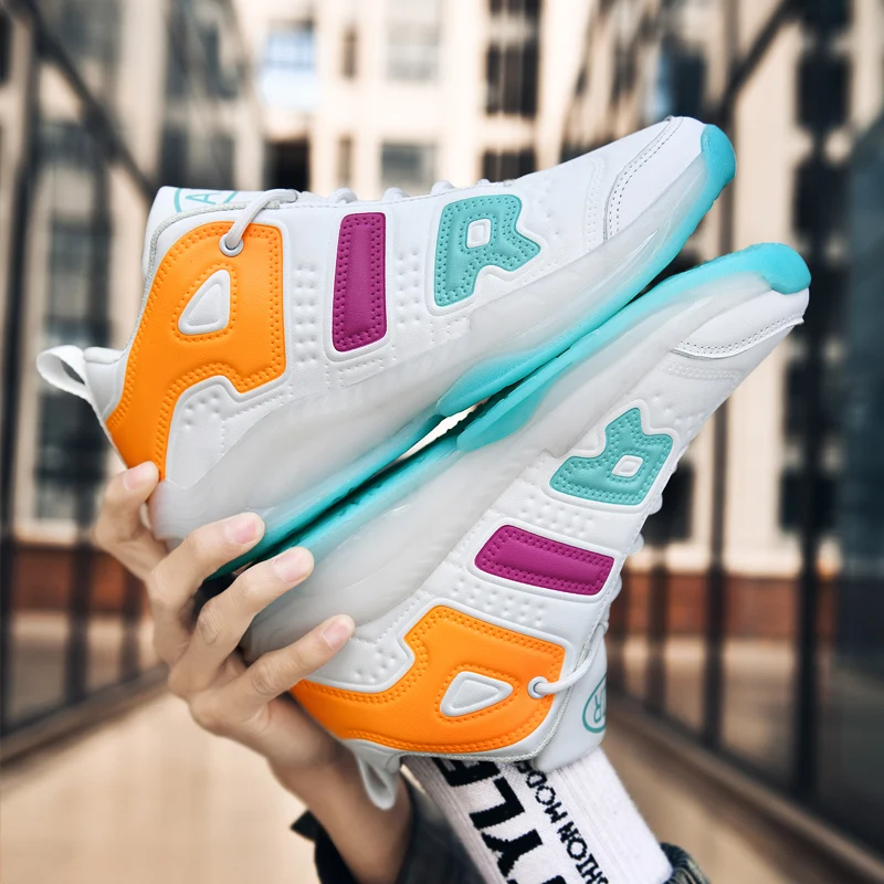 Summer high-top basketball shoes wear-resistant non-slip basketball sneakers high-elastic contrast color lace-up basket sneakers