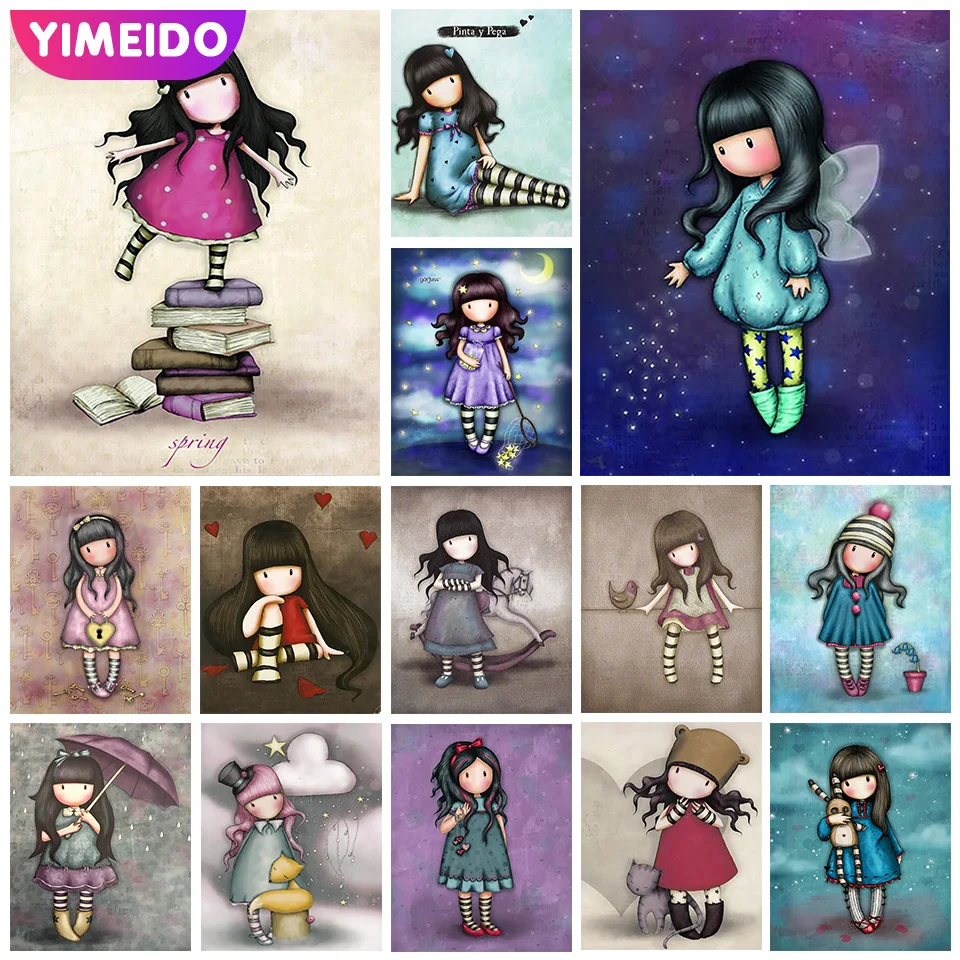 

YIMEIDO 5D DIY Крылья AB алмазная живопись мультяшная девушка Луна Полные Алмазы мозаика молния сумка вышивка картина пользовательский домашний д...