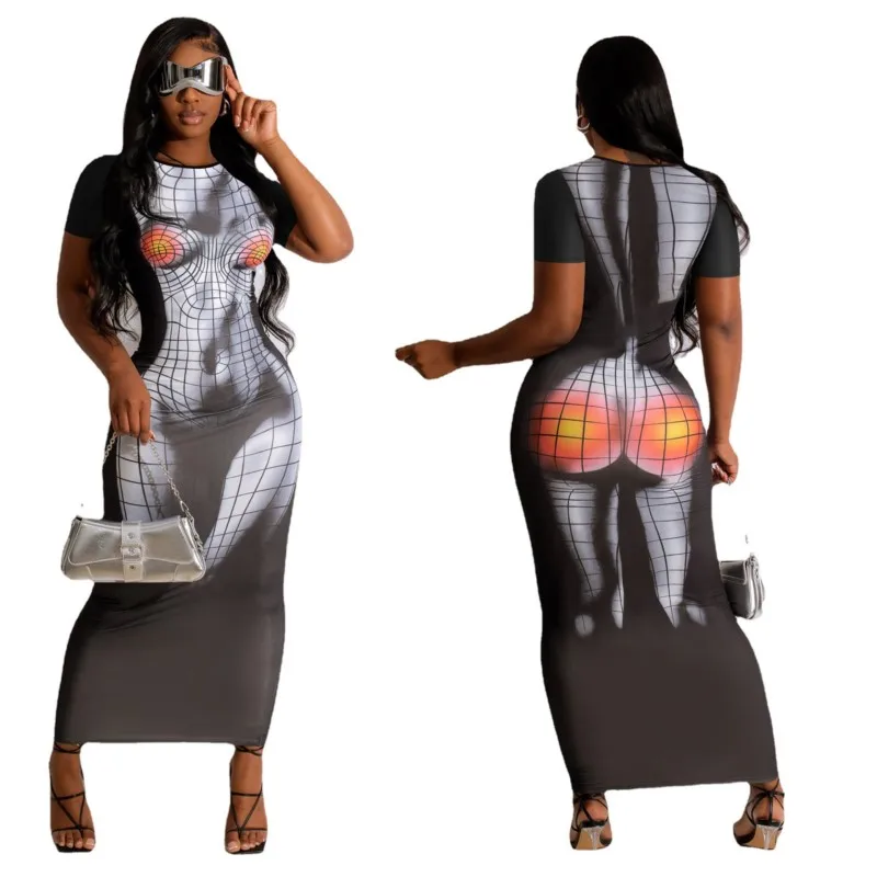 

Beach Dress Women 2023 Swim Cover Up Clothes Beachwear Summer Print Neck Short Sleeve Nightclub Spandex Wear Crochet Bikini Top