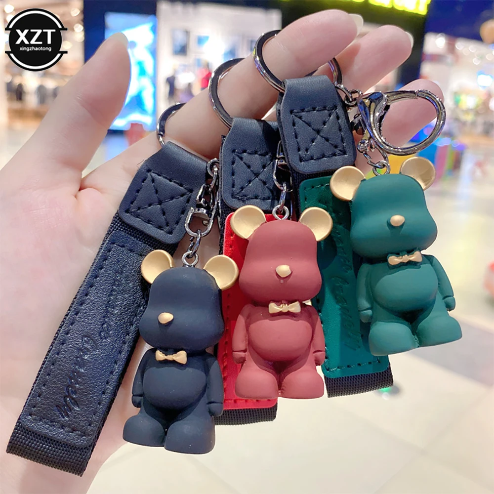 

New Cartoon Method Fighting Dog Keychains Cute Bear Key Chain Creative Custom Couple Ins Bag Pendant Car Leather Key Ring