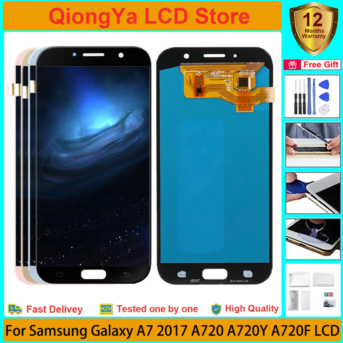 5,7 'Новый AMOLED a720 дисплей для Samsung Galaxy A7 2017 A720 SM-A720M A720Y A720F A720 ЖК-дисплей с сенсорным экраном дигитайзер в сборе