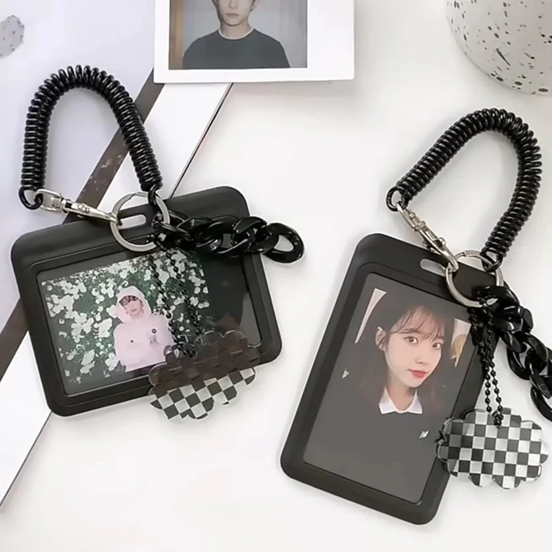 

Ins Acrylic Photocard Holder Kpop Idol Card Holder Transparent Photo Sleeves Portable ID Bus Card Protector Pendant Keychain