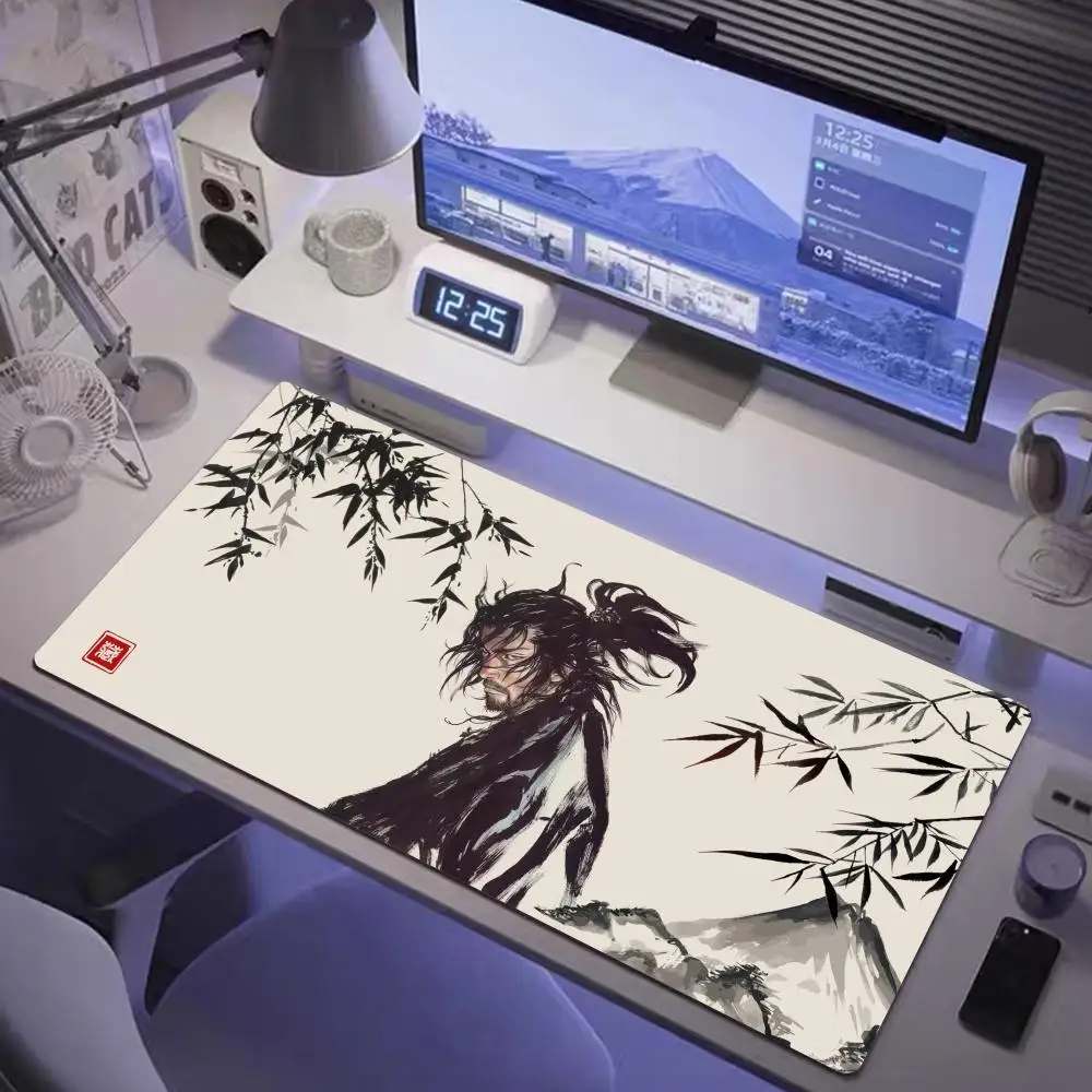 Фото Комикс Vagabond Miyamoto Musashi коврик для мыши Xxl Аниме Коврик для мыши HD геймерский Настольный коврик для шкафа коврики для клавиатуры противоскользящая искусственная кожа №1