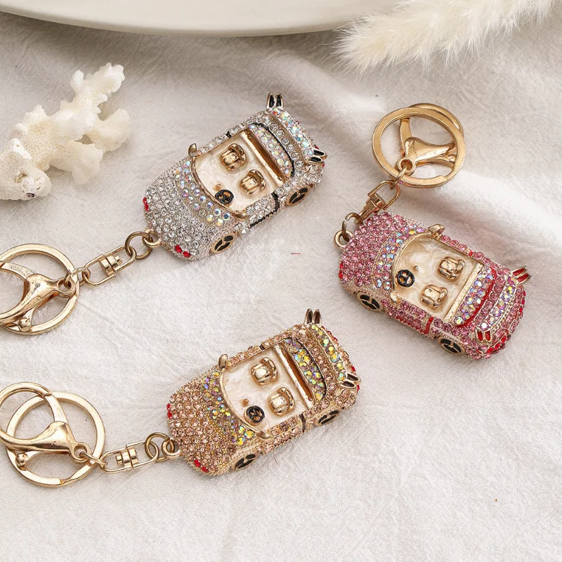 

Fashion Luxury Mini Diamond Metal Car Keychain For Women Cute Bag Pendant Accessories Key Ring Key Chain Couple Gift Trinkets