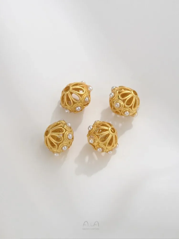 Древний метод матового золота инкрустированный жемчужным кружевом выдолбленный