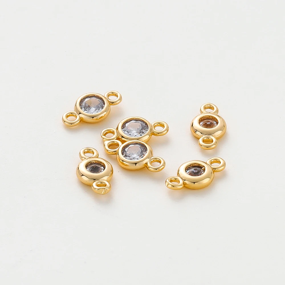 

5 шт., круглые подвески из латуни и циркона