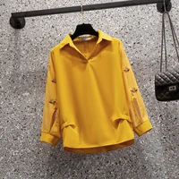 chiffon embroidery yellow spring autumn top shirts fashion blouses 2022 cheap vintage clothes for women female clothing harajuku
