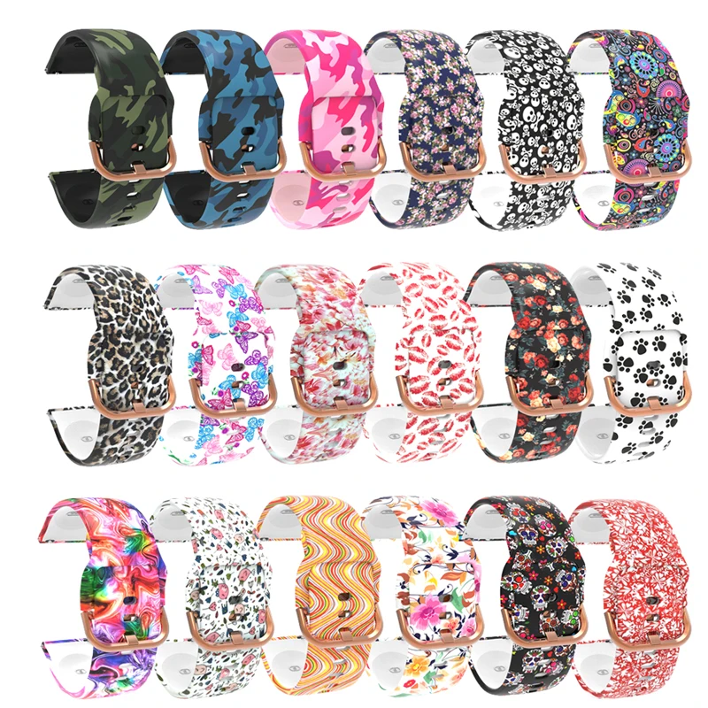 

20mm Silicone Strap for Samsung Galaxy Watch Active 42mm Band Gear Sport S2 Garmin Amazfit Printing Bracelet Watchband Correa
