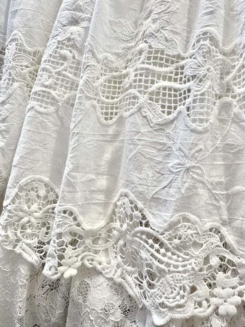 Винтажная кружевная свадебная туника длинное платье миди летнее рококо