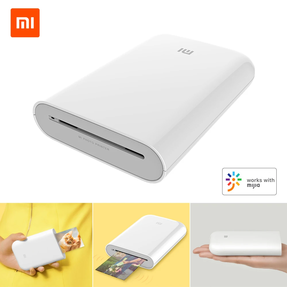 

Xiaomi mijia AR Printer 300dpi Portable Photo Mini Pocket With DIY Share 500mAh picture printer pocket printer work with mijia