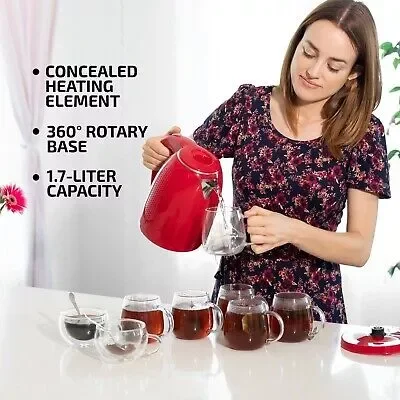 

NEW2023 in Hot Water Kettle Boiler 1.7 Liter Stainless Steel Red KD64R air fryer home appliance kitchen Blender Coffee maker
