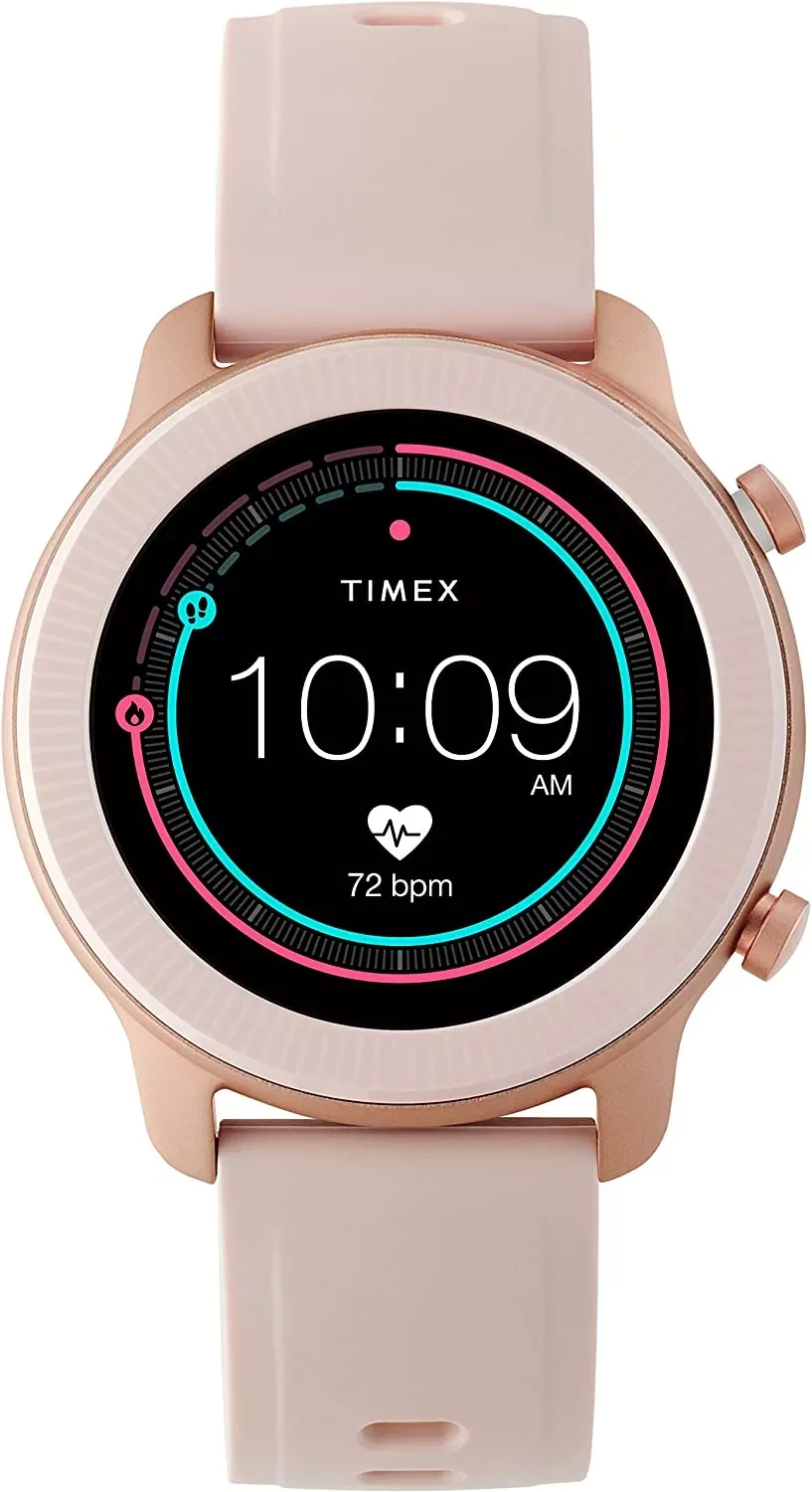 

2023New 2022 Timex Metropolitan R Smartwatch with GPS & Heart Rate 42mm Rose Gold-Tone with Blush Silicone Strap