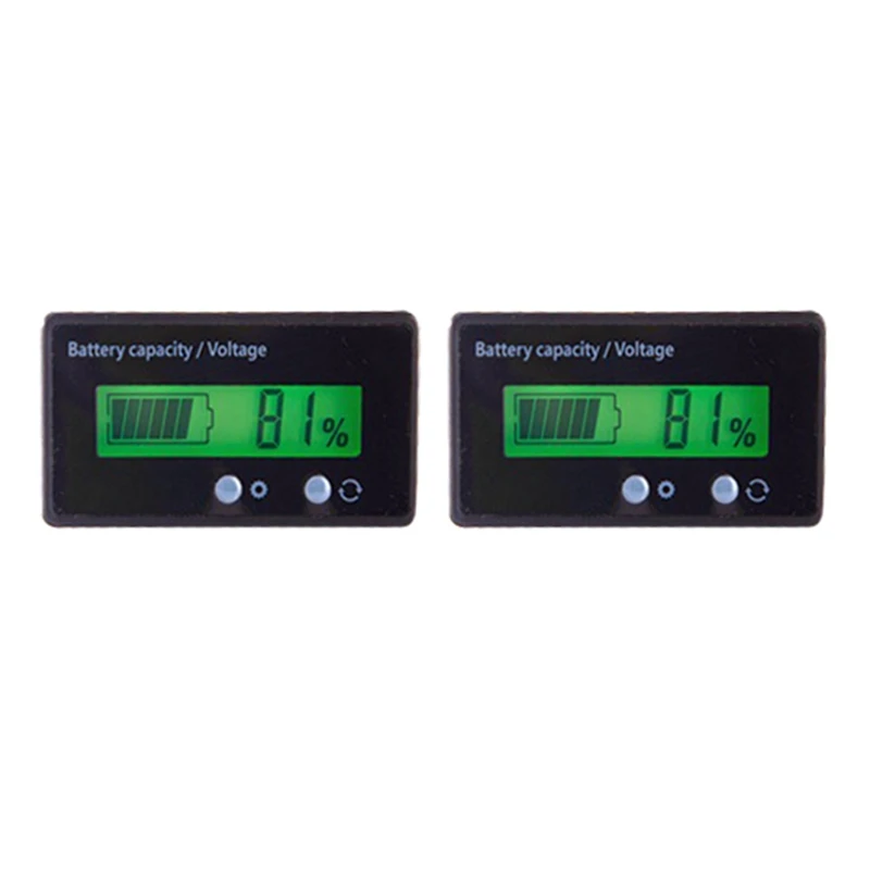 

2Pcs DC 12V Battery Meter Front Setting And Switch Key Battery Capacity Voltage Indicator