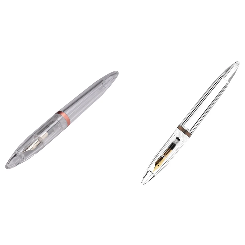 

2Set0.5Mm Nib Fountain Pen With Eyedropper High Capacity Transparent Pens Office School Supplies, Rose Gold & Gray