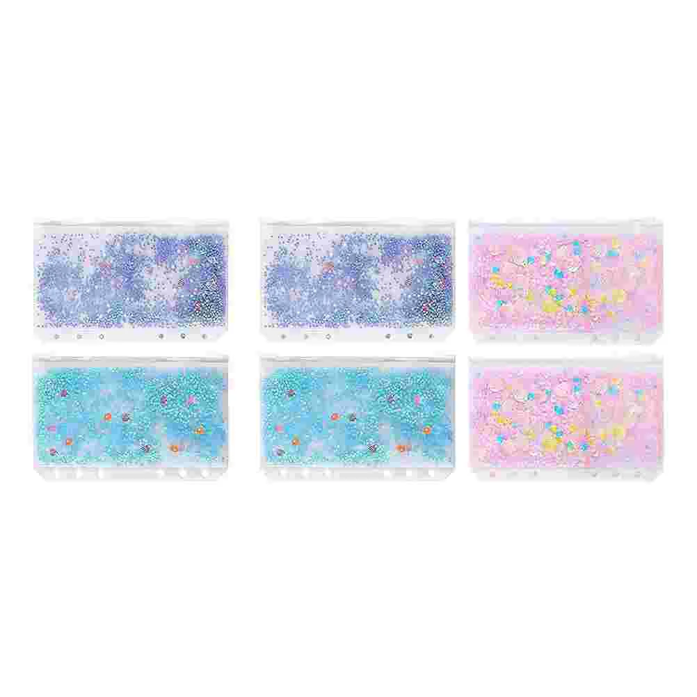 

6pcs Notebook Binder Glitter Pocket Binder Organizer Notebook Binder Pocket Handbook Zipper Bags Zippered Binder
