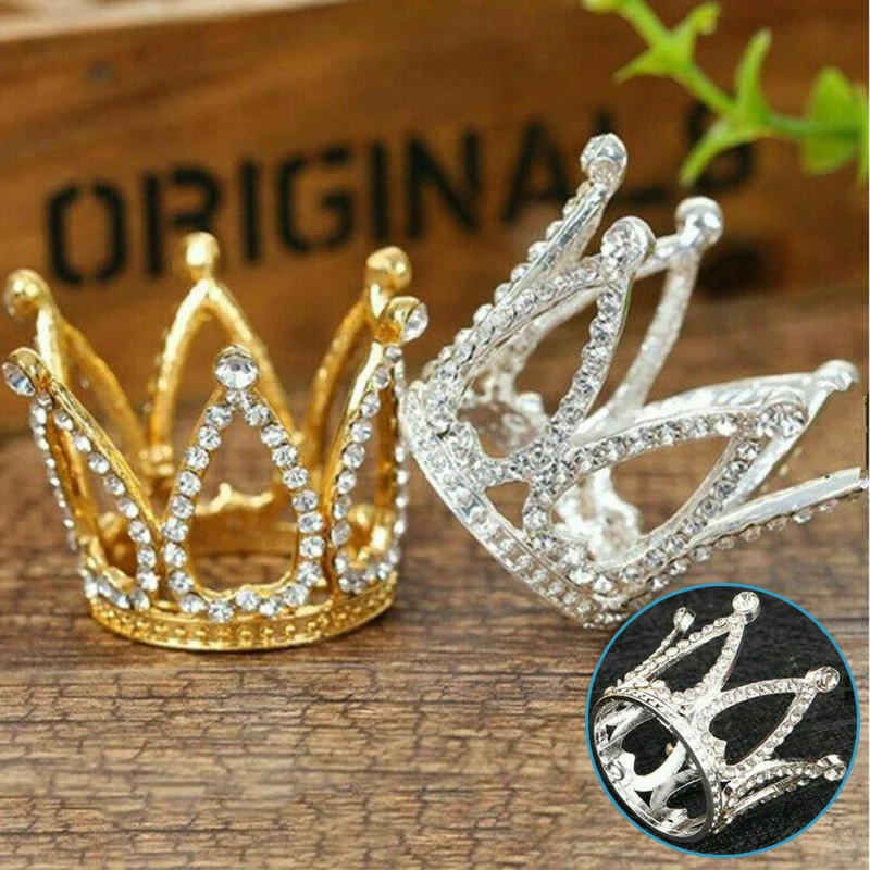 

Mini Crown Topper Cake Decoration Happy Birthday Wedding Alloy Kids Hair Ornament