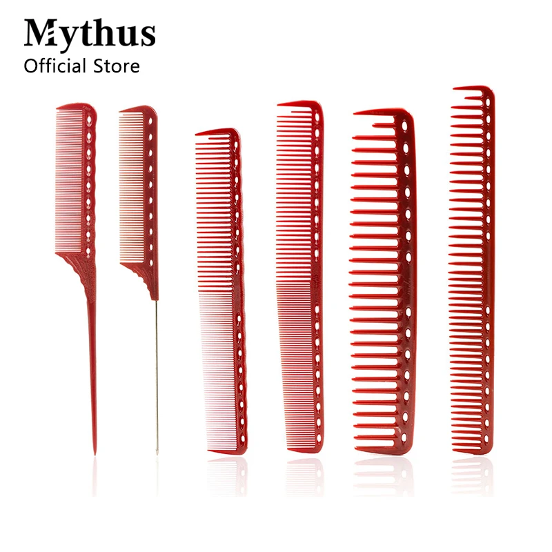 

Red Salon Hair Cut Comb Set 6 Sizes Professinal Barber Comb Resin Material Stylist Styling Tools Durable Hairdressing Comb Set