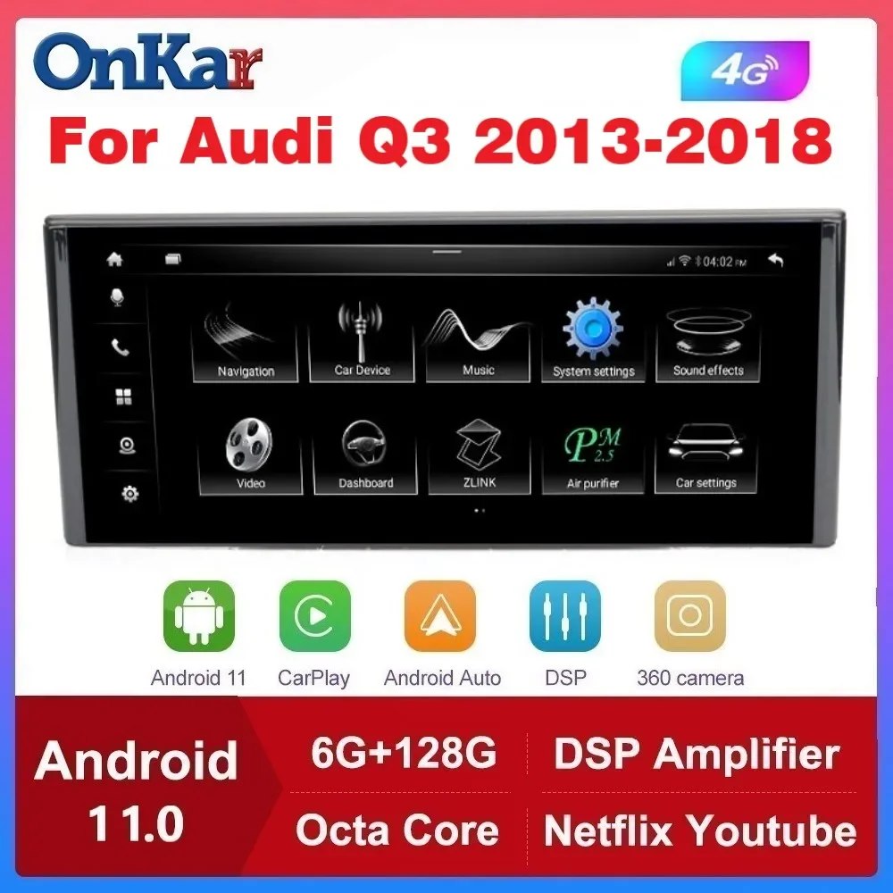 

Автомобильный стерео-радиоприемник Qualcomm с экраном 10,25 дюйма на Android для Audi Q3 2013 - 2018 6G + 128G Au мультимедийный плеер с GPS-навигацией CarPlay