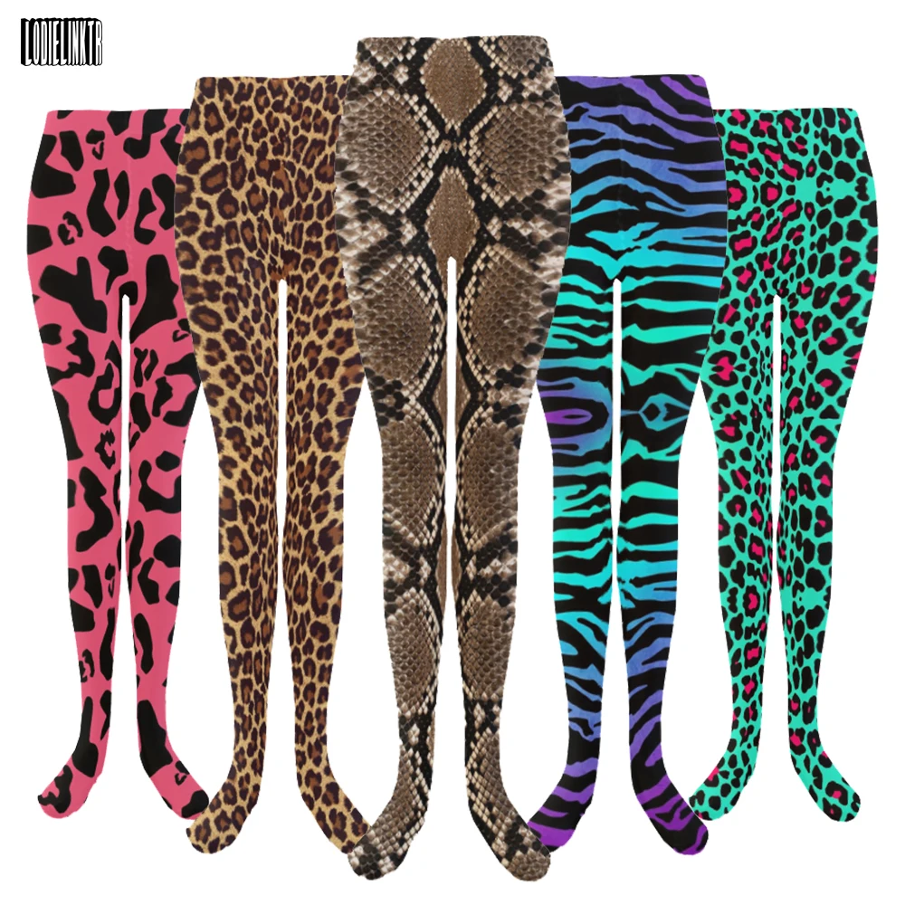 

Female Sexy Leopard Snakeskin Print Pantyhose Thin Spring Summer Fashion Leggings Girls Gothic Vintage Anti-Hook Medias De Mujer
