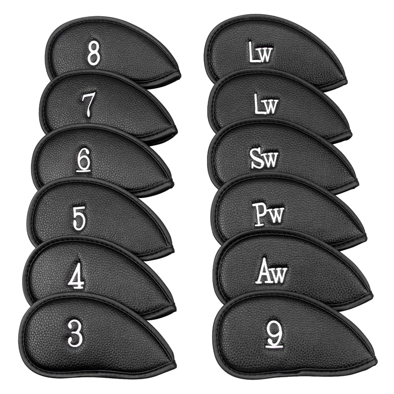 

New-Golf Club Covers For Irons-12Pcs PU Leather Golf Head Covers Set Fit Most Iron Clubs