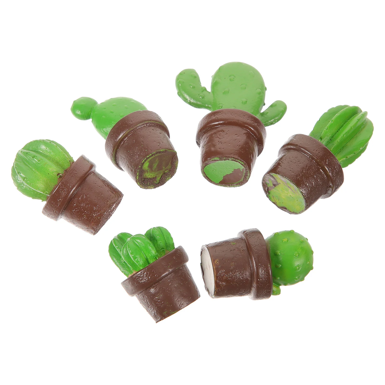

6 Pcs Ornaments Grass Bonsai Decor Adorable Cactus Moss Statue Resin Lovely Model Party Decorations