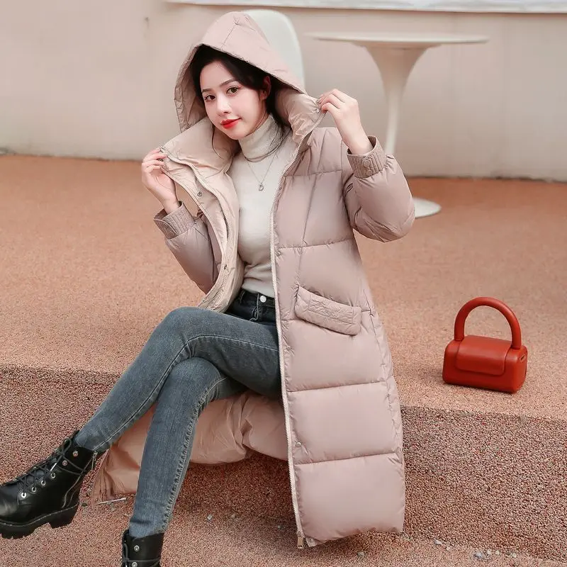 2023 Winter Pockets Women Hooded Parkas Long Jackets Casual Thick Warm Windproof Coat Female Outwear Streetwear Zipper S84