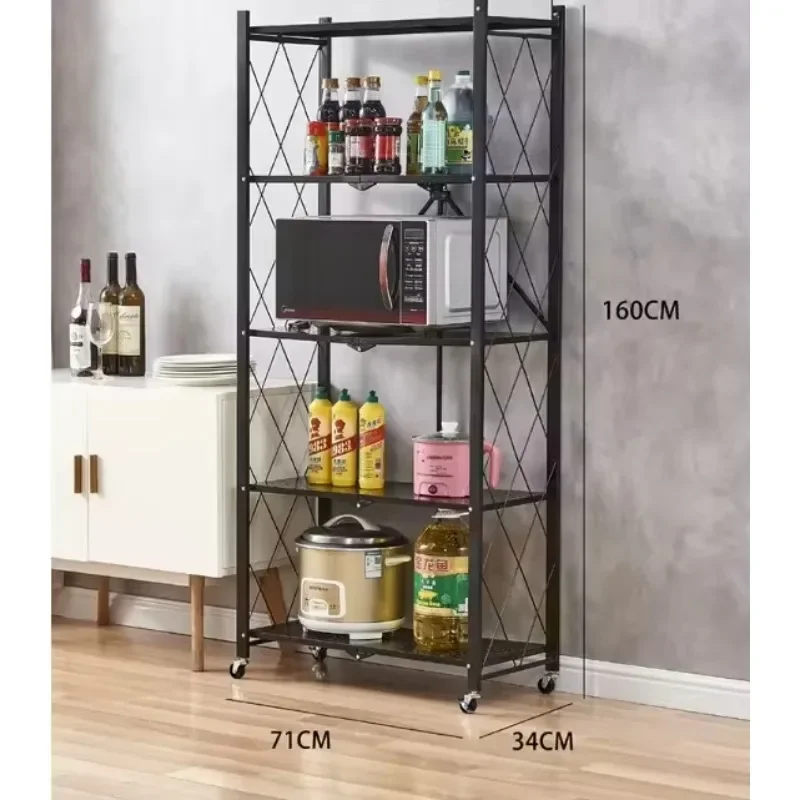 Кухонная многослойная функциональная полка для пола со стальными колесами